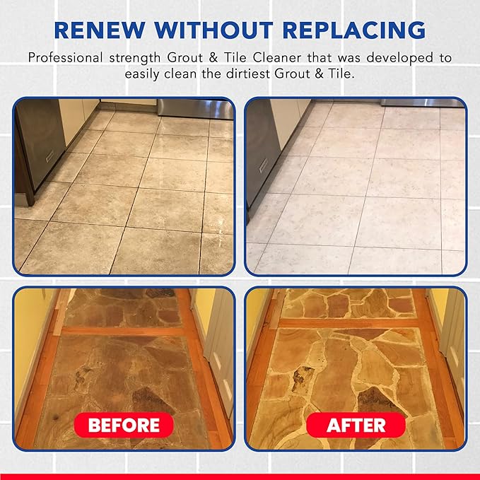 Professional-Grade Grout Cleaner for Tile, Ceramic, Porcelain & Marble – Acid-Free Formula for Safe, Deep Cleaning and Stain Removal