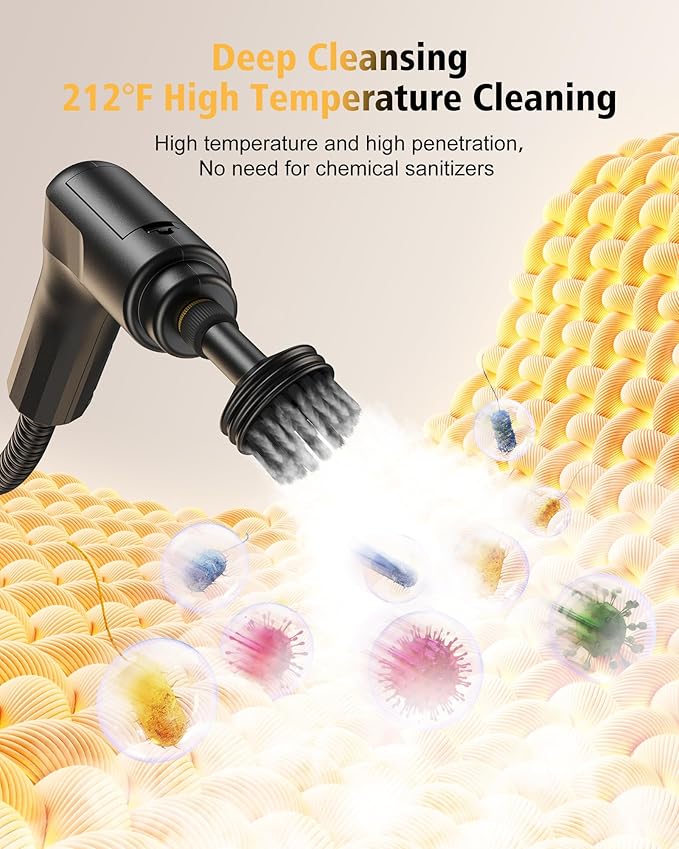 Steam Cleaner for Home 2500W Portable Steam Cleaner for Car,1.69 Quarts Large Capacity Tank, 13PCS Accessories Steamer for Home, kitchens,Camping