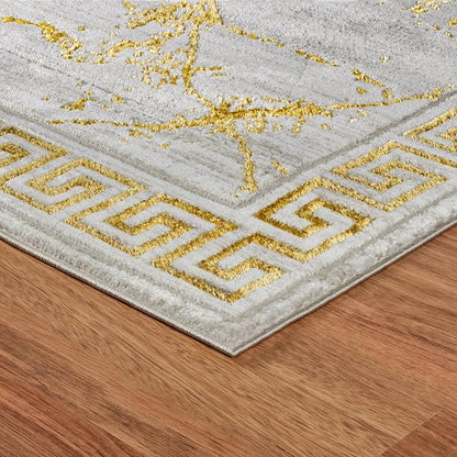 GLORY RUGS Area Rugs Marble 4x5 Cream Gold Carpet Modern Abstract Rug Living Room Dining Bedroom Rug