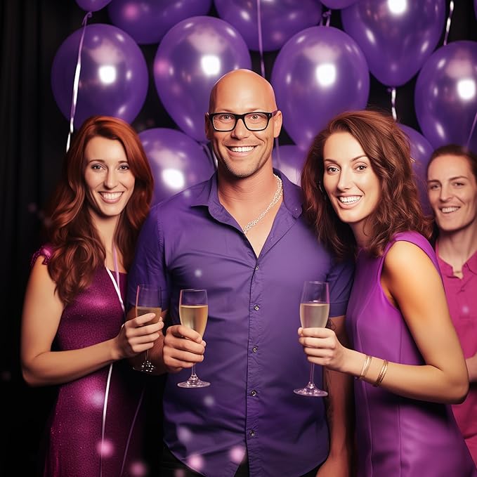 130PCS Metallic Purple Balloons, Latex Balloon Different Sizes 18/12/10/5 In, Helium Balloons with Ribbon, Party Balloon for Birthday Wedding Graduation Anniversary Baby Shower Decoration