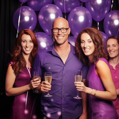 130PCS Metallic Purple Balloons, Latex Balloon Different Sizes 18/12/10/5 In, Helium Balloons with Ribbon, Party Balloon for Birthday Wedding Graduation Anniversary Baby Shower Decoration