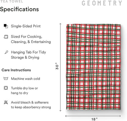 GEOMETRY Christmas Kitchen Towels - Quick Dry Microfiber Cloth Dish Towels for Kitchen Drying - Premium Quick Dry Towel 2-Pack Set - Deck The Holls