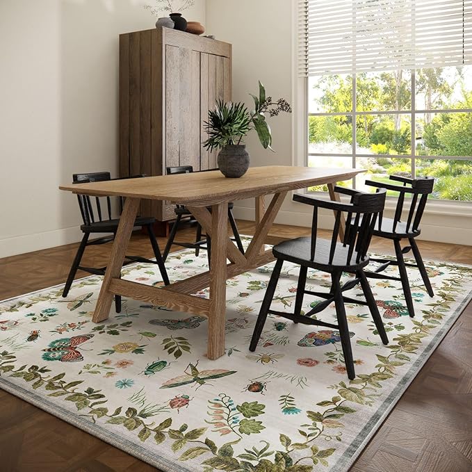 6x9 Area Rugs for Living Room: Washable Bedroom Rug Vintage Rugs Indoor Stain Resistant Non Slip Low Pile Soft Carpet for Kitchen Dining Room Farmhouse Nursery Kids Room