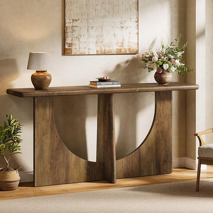 Tribesigns Console Table for Entryway, 71-Inch Farmhouse Entryway Table with Sturdy Geometric Frame, Extra Long Sofa Console Behind The Couch for Living Room, Foyer, Entrance, Rustic Brown