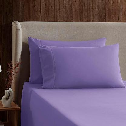 Nestl King Sheet Set - Luxury 1800 Ultra-Soft Microfiber King Bed Sheets - Double Brushed - Deep Pockets - Easy Fit - 4 Piece Set - Bedding Sheets & Pillowcases (King, Lavender)