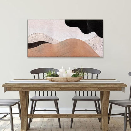 Suconvng Brown Abstract Wall Art For Living Room Modern Canvas Art Wall Decor Abstract Art Prints Pictures Black Wall Art For Hotel Home Wall Decor 24x48 Inch Ready To Hang