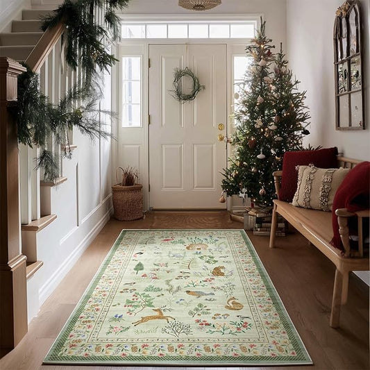 Washable Small Throw Rugs for Entryway: Door Mat Indoor Entrance 4x6 Area Rug Non Slip Low Pile Kitchen Rug for Front Door Indoor Entrance Entry Kids Room