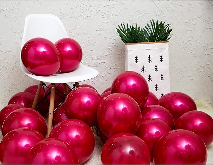 Metallic Red Balloong 50pcs 12 inches Hot Pink Balloons double layer Hot Pink balloons are more durable suitable for wedding birthday party balloon decorations