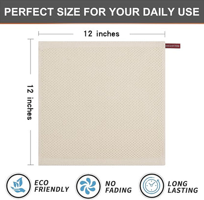 Kitinjoy 100% Cotton Kitchen Dish Cloths, 6-Pack Waffle Weave Dish Towels for Drying Dishes Super Soft Absorbent Quick Drying Dish Rags, 12 X 12 Inches, Beige