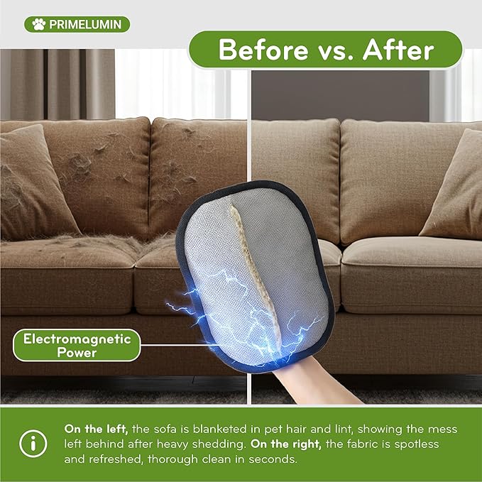 Pet Hair Removal Glove - Electrostatic Fur Remover Mitt for Dogs and Cats, Reusable Washable Pet Hair Remover Tool for Furniture, Couch, Carpet, Car Seat, Laundry