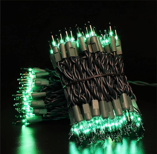 Green Wire,Green,Incandescent Bulb 100 Mini String Lights for Indoor Christmas Tree Garland Birthday Wedding Party Festival Decoration