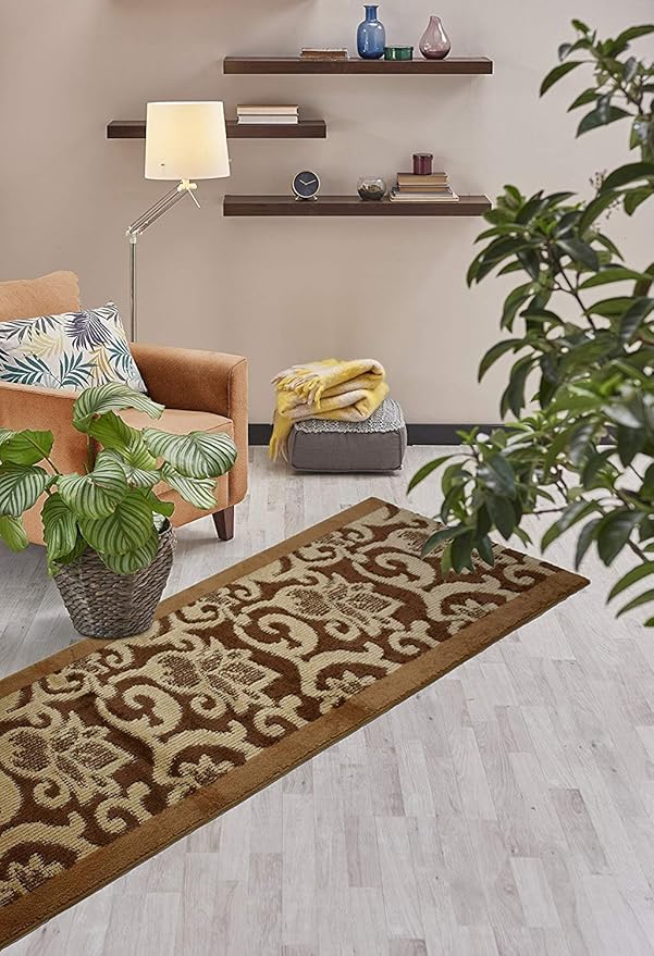 ORFA HOME Custom Cut Hallway Runner Rug, Slip Resistant, 31 Inch Wide X Your Choice of Length, Lily Brown, 31 Inch X 25 feet