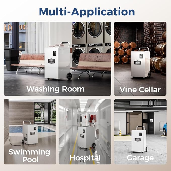 ALORAIR Commercial Dehumidifier 275 Pints with Drain Hose SLGR Tech High Efficient Industrial Dehu for Water Damage Restore, Basement, Warehouse, Home Use, Garage, 5 Years Limited Warranty