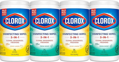 Clorox Disinfecting Cleaning Wipes Variety Pack, 75 Count Each, Pack of 4 (Package May Vary)
