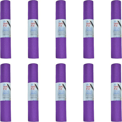 Hello Fit 10-Pack Yoga Mat, 68" x 24" Non Slip Exercise Mat, 4mm Thick Gym Mat for Fitness and Stretching, Bulk Non Toxic Yoga Mats for Schools and Studios