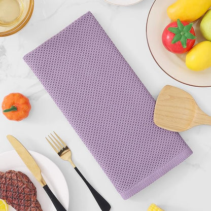 Homaxy 100% Cotton Waffle Weave Kitchen Dish Towels, Ultra Soft Absorbent Quick Drying Cleaning Towel, 13 x 28 Inches, 6-Pack, Lavender