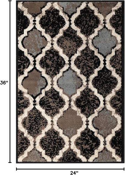 Superior Indoor Small Area Rug, Jute Backed, Perfect for Living/ Dining Room, Bedroom, Office, Kitchen, Entryway, Modern Geometric Trellis Floor Decor, Viking Collection, 2' x 3', Chocolate