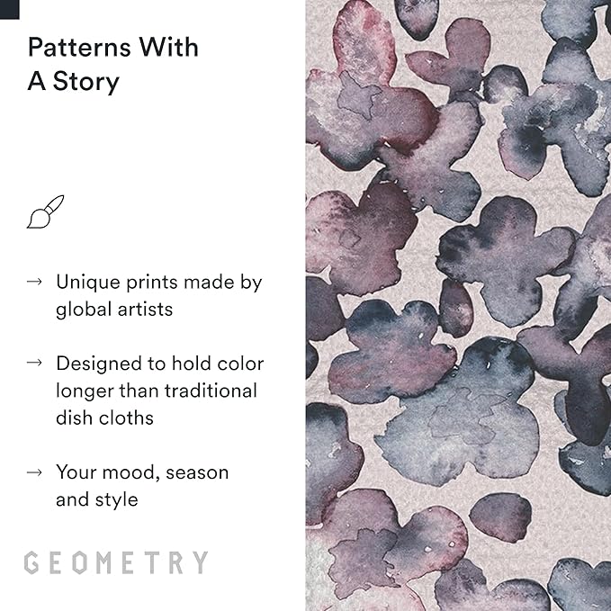 GEOMETRY Kitchen Dish Cloths - Quick Dry Dishcloths for Kitchen - Premium Dish Rags with Geoweave - 3-Pack Set Tiny Petals