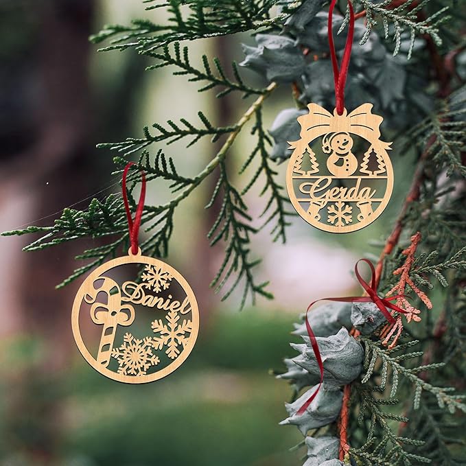 Personalized Ornaments with Names Customized Wooden Christmas Ornament Custom Customizable Ornaments Customize for Christmas Tree Decorations