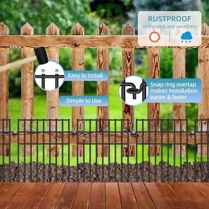 12 Pack Animal Barrier Fence - 13in(H) x12.2ft(L) Metal Fence Barrier for Bottom, 1.2 in Gap Dog & Rabbit Fencing for Garden
