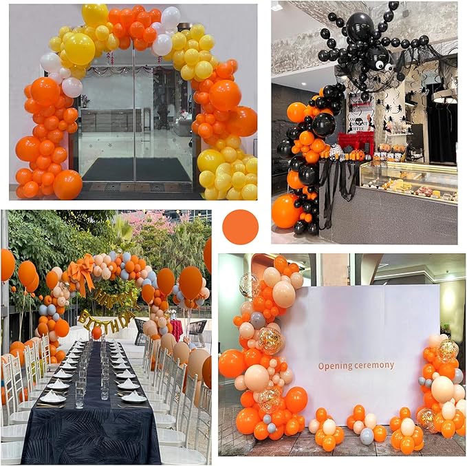 154pcs Orange Balloons Different Sizes 5/10/12/18 Inch Orange Balloons for Balloon Arch Halloween Balloons Garland Kit for Fall-Themed Parties Wedding Birthday Bridal Shower Autumn Party Decorations