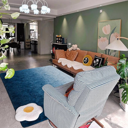 DweIke Luxury Fluffy Kids Rugs for Living Room Bedroom, 6x9 Large Shaggy Gradient Navy Blue Area Rug for Girls Boys, Upgrade Plush Non-Slip and Washable Colorful Fuzzy Carpet for Dorm Nursery Decor