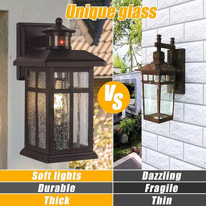 2 Packs Motion Sensor Outdoor Lights- Outdoor Porch Lights Light Fixtures Motion Sensor Bronze, Porch Lights Outdoor Bronze, Exterior Lights for House, Garage, Door