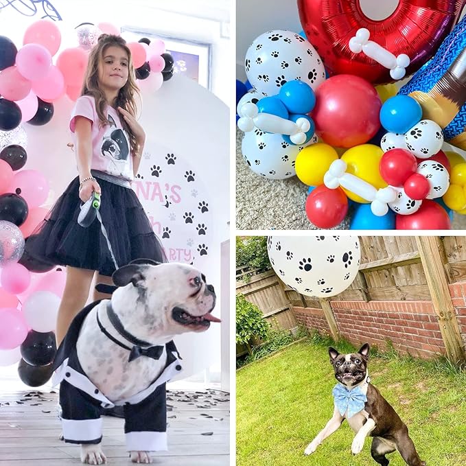 PartyWoo Paw Balloons 50 pcs 12 Inch Matte White Dog Paw Print Latex Helium Balloons for Dog Animals Theme Party Birthday Party Decorations