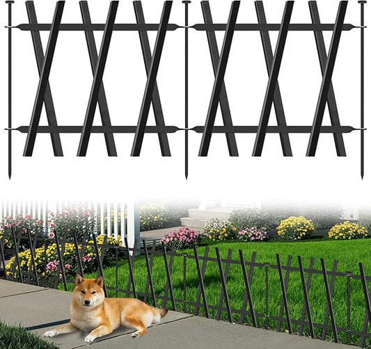 Metal Decorative Garden Fence Rustproof Animal Barrier No Dig Decorative Fencing for Dogs,Pet, Yard,& Patio, Landscape, Border，Easy Installation 13" H×7 Ft (5 Panels)