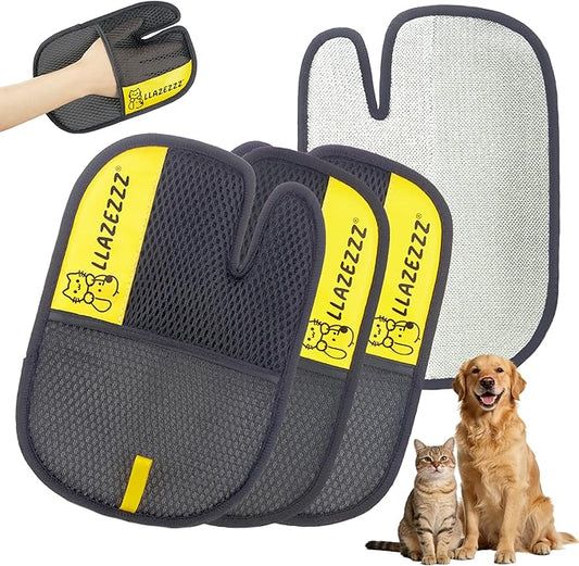 4 PCS Pet Hair Removal Glove for Dogs & Cats, Five-Finger Electrostatic Reusable Pet Hair Glove, Magic Brush Pet Hair Remover Tool for Clothing, Couch, Carpet, Car Seat