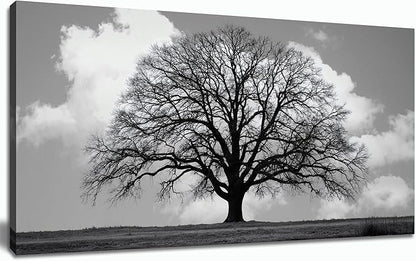Trogonup Black and White Tree of Life Wall Art for Bedroom Modern Botanical Landscape Pictures for Living Room Office Canvas Prints Ready to Hang 20"x40"
