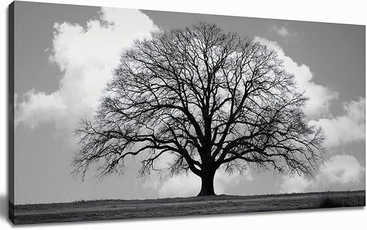 Trogonup Black and White Tree of Life Wall Art for Bedroom Modern Botanical Landscape Pictures for Living Room Office Canvas Prints Ready to Hang 20"x40"
