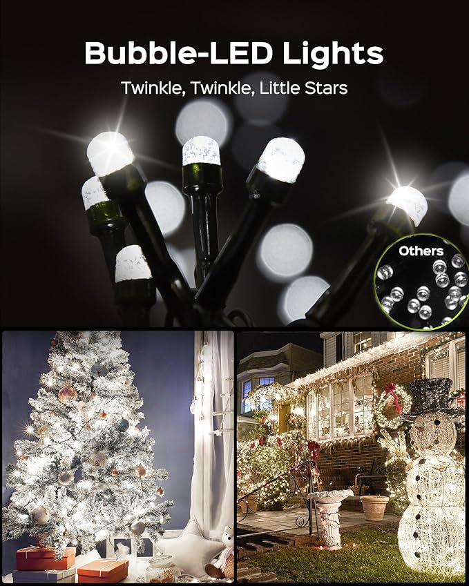 JACKYLED Outdoor String Lights Waterproof, 178FT 500 LED Plug in Christmas Light with 8 Modes, Fairy String Lights for Xmas Tree Halloween Holiday Party Garden Yard House Decoration, Cool White