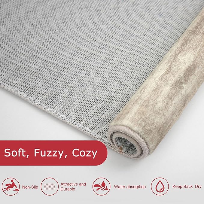KOZYFLY Modern Abstract Runners for Hallways 2x6 Washable Rug Runner Non-Slip Soft Striped Kitchen Runner Rug, Beige Brown Print Carpet Runner for Entryway Bathroom Laundry Room Foyer