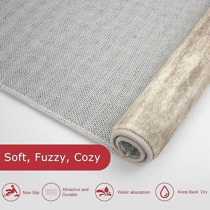 KOZYFLY Modern Abstract Runners for Hallways 2x6 Washable Rug Runner Non-Slip Soft Striped Kitchen Runner Rug, Beige Brown Print Carpet Runner for Entryway Bathroom Laundry Room Foyer