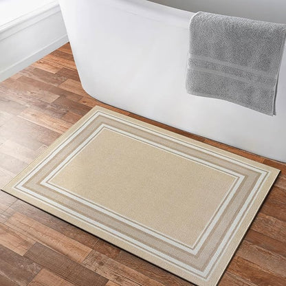 Modern Bordered Non Slip Indoor Runner Rugs for Living Room 2x3 Area Rugs for Kitchen, Rug for Bedroom, and Hallway, Stain Resistant Easy Cleaning Non Shedding Beige 2 x 3