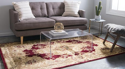 Rugs.com Chateau Collection Rug – 7x10 Red Medium-Pile Rug Perfect for Bedrooms, Dining Rooms, Living Rooms