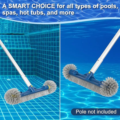 POOLAZA 18’’ & 20’’ Pool Brushes with Round Ends, Detachable Pool Brushes for Cleaning Pool Walls & Tiles, 2 in 1 Pool Brush Head for Inground Pools/Above Ground Pools,High-Efficient Pool Scrub Brush