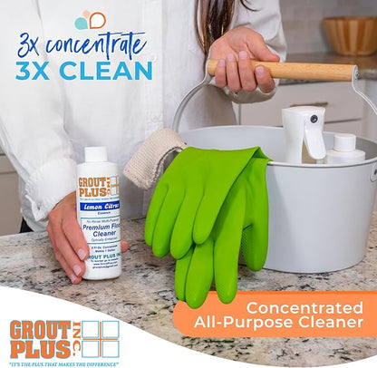 Premium Floor Cleaner, All Purpose Multi Surface Cleaner & Optically Enhanced Brightener, Neutral pH, 3X Strength, No Rinse - Lemon Citrus, 8 Oz for 1 Gal