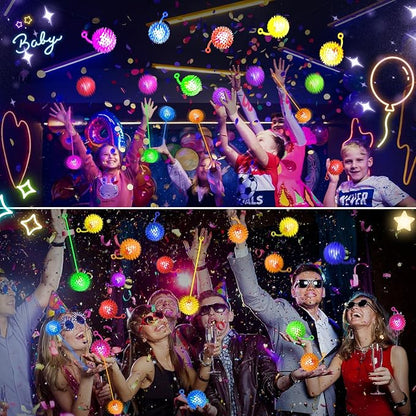 200PCS Light Up Ball, Bouncy Balls for Kids, 6 Colors LED Flashing Squeaky Ball, 2.2inch Sensory Fidget Toys, Glow in The Dark Party Supplies, Neon Party Favors, for Student Gifts School Rewards