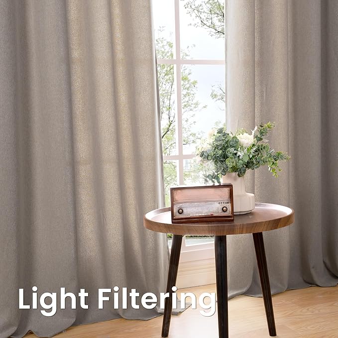 BGment Short Taupe Linen Curtains 45 Inch Length 2 Panels for Bedroom, Burlap Light Filtering Window Drapes with Grommet Privacy Non See Through for Farmhouse Living Room, Each 52 Inch Wide