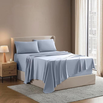 Nestl California King Sheet Set - 1800 Ultra-Soft Microfiber Cal King Bed Sheets - Double Brushed - Deep Pockets - Easy Fit - 4 Piece Set - Bed Sheets (California King, Ice Blue)