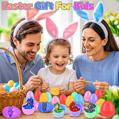 24 Pack Prefilled Easter Eggs with Dinosaur Fidget Toys, Easter Eggs Filled for Egg Hunt, Kids Basket Stuffers, Easter Party Favors
