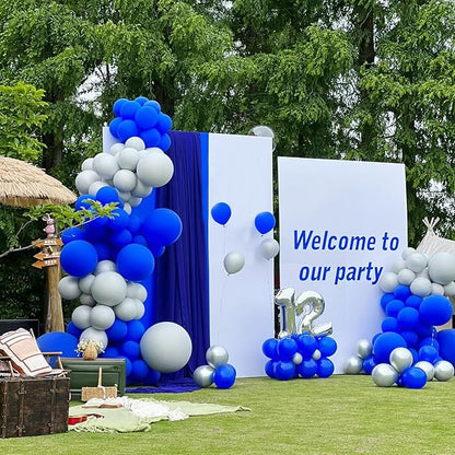 154pcs Royal Blue Balloons Garland Arch Kit In Different Sizes 5/10/12/18 Inch Royal Blue Balloons for Birthday Party Decorations Wedding Graduation Baby Shower Gender Reveal