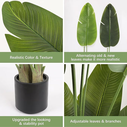 Large Artificial Plants Indoor 7.2Ft Silk Bird of Paradise Big Tall Fake Tree Faux Green Silk Floor Potted Plants for Home Living Room Bedroom Office Decor (2 Pack)…