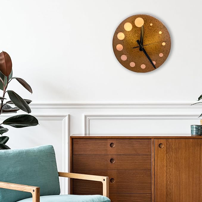 Handmade Pure Copper Wall Clock for Home Decoration, Decor Clock for Living Room, Bedroom and Kitchen, Rustic Decorative Mural Clock Art for Farmhouse (Circles of Time, 11)