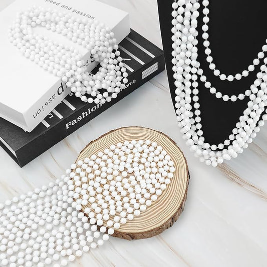 YAXINRUI 72 PCS White Mardi Gras Beads, 33" White Bead Necklaces Party Costume Necklace Round Parade Throw Beads in Bulk for Mardi Gras Christmas Festive Events, Party Favors