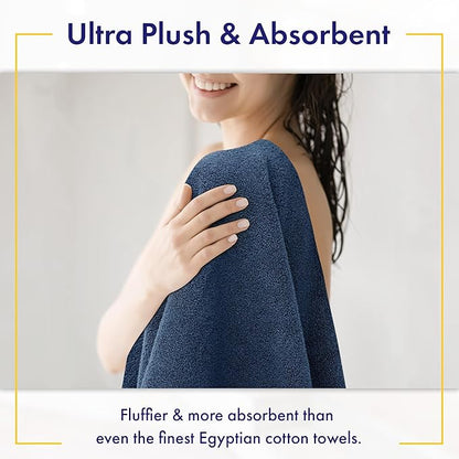 Ultra Soft & Plush Viscose from Bamboo Bath Sheets - 700 GSM Pack of 2 - Extra Large 70x35 in - Super Absorbent & Quick Drying (Navy Blue)