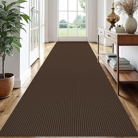 EARTHALL Runner Rug 3x14 Ft Washable Runners for Hallways Extra Long Woven Non Slip Entryway Runner Braided Kitchen Runner Indoor Outdoor Carpet Runners for Stair, Hall, Foyers, Brown