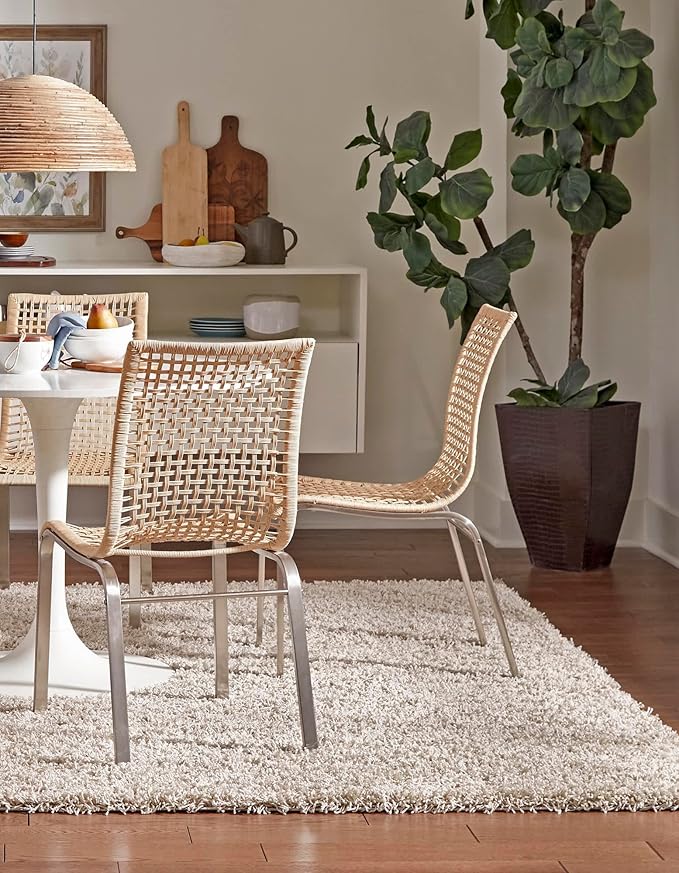 Unique Loom Solid Shag Collection Area Rug (7' 10" Square, Taupe)